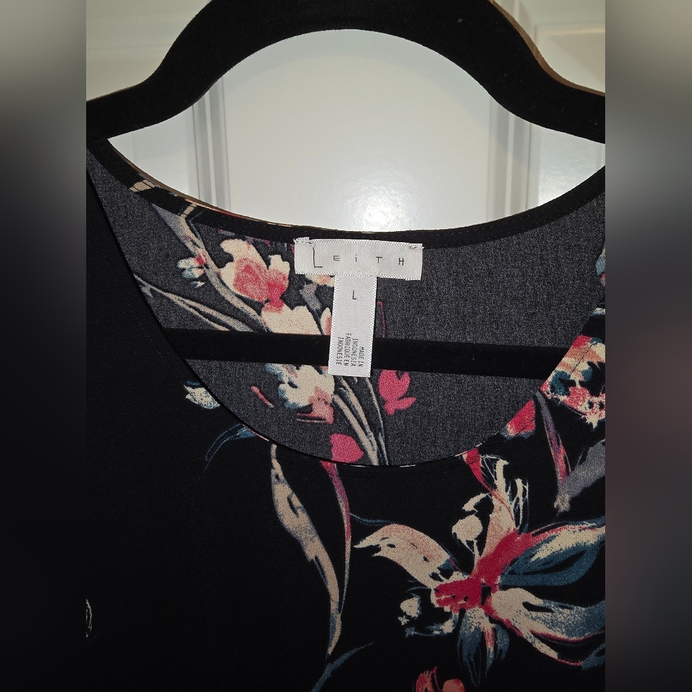 Leith Floral Shift Dress Black Size L NWT - Picture 2 of 7